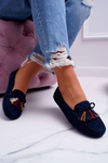 Women's Suede Moccasins Navy Blue S.Barski A199 Mohabe