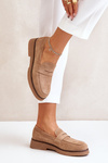 Classic Women's Moccasins Made Of Eco Suede Beige Belania