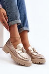 Leather Loafers with CheBello 4291 Gold Decoration