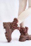Suede Women's Boots With Decorative Chain Bright brown Respecto