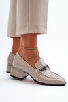 Grey Patent Leather Court Shoes with Block Heel S.Barski MR38-960