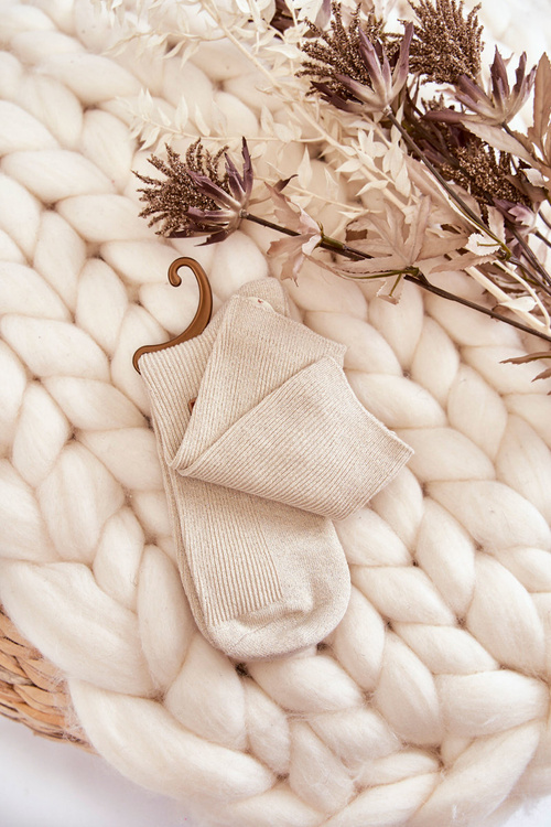 Women's Antibacterial Socks With Shiny Thread Beige