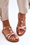 Women's Embellished Glittery Sandals Pink Midol