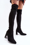 Heeled Over-The-Knee Suede Boots Black Amalitas