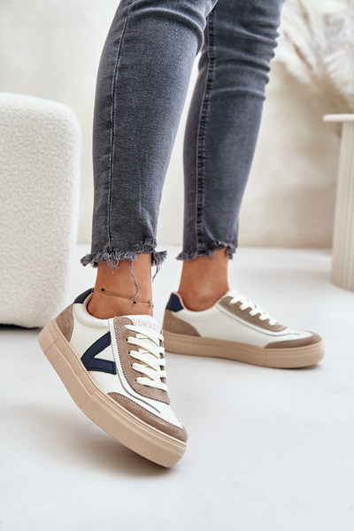 Damskie Sneakersy Skóra Naturalna Beżowe Vinceza 7923