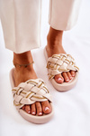 Women's Leather Slippers With A Chain Beige Soline