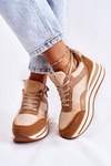 Women's Suede Sports Shoes Brown and Beige Elisse
