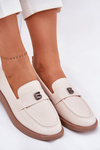 Ladies elegant moccasins with a decorative small detail Vinceza 62208 beige