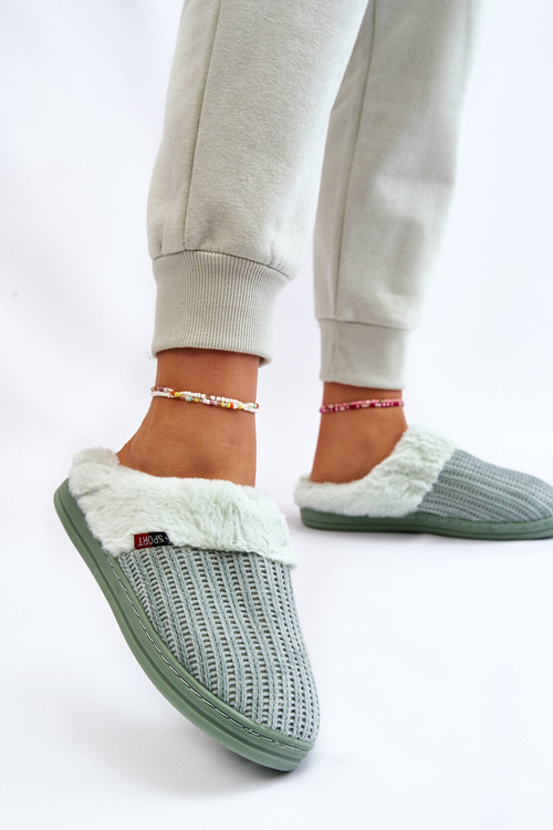 Papcie Damskie Ocieplane Wsuwane Futerko Zielone Leriss