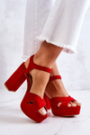 Suede Heeled Sandals Red Semilla