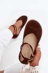 Ladies Suede Ballerinas Barefoot with Straps Zazoo 191 Chocolate