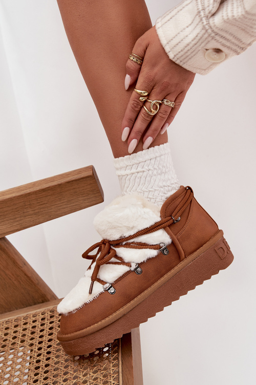 Low Snow Boots On Platform With Fur D.Franklin DFSH370011 Camel
