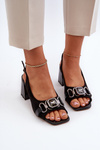 Women's Sandals with Heel and Decoration Black D&A MR38-659