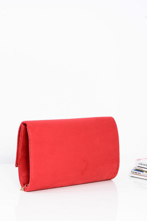 Red Suede Women's Clutch Bag on a Gold Chain