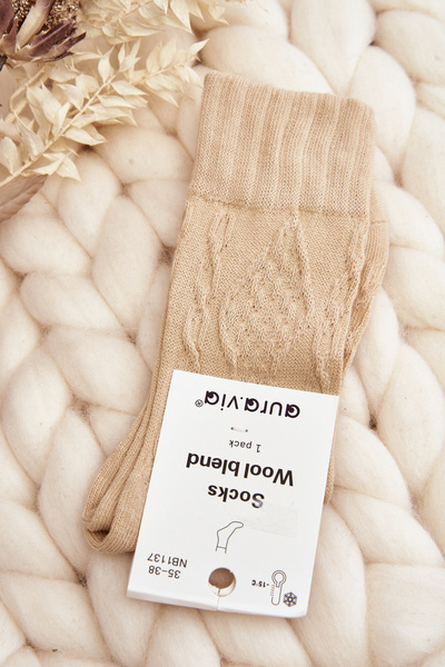 Women's Socks with Embossing Beige
