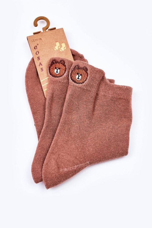 Girls' Cotton Socks With A Teddy Bear COSAS Brown