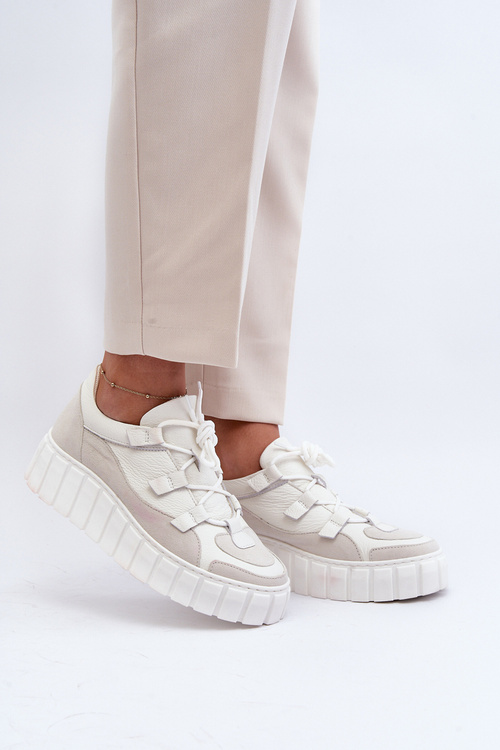 Women's Leather Platform Sports Shoes M01/1 Zazoo Light Beige