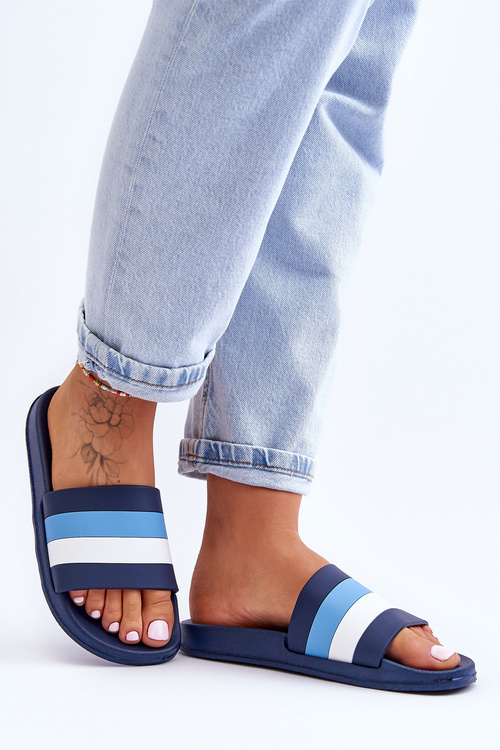 Women's Striped Slippers Navy Blue Vision