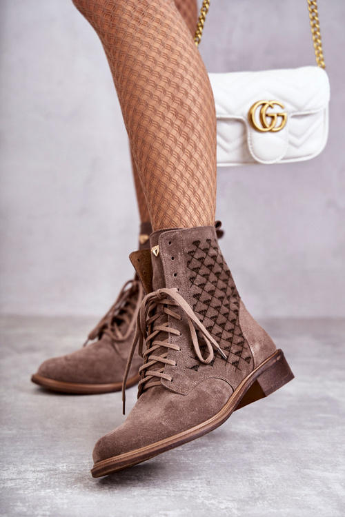 Lace-up suede boots Nicole 2751 Brown
