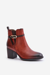 Women's Heeled Ankle Boots with Insulation and Strap Brown Zinithia