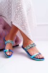 Women's Lu Boo Elegant Zirconia Flip Flops Blue Elementary