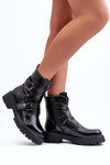 Women's Snake Boots with Straps Black Leora