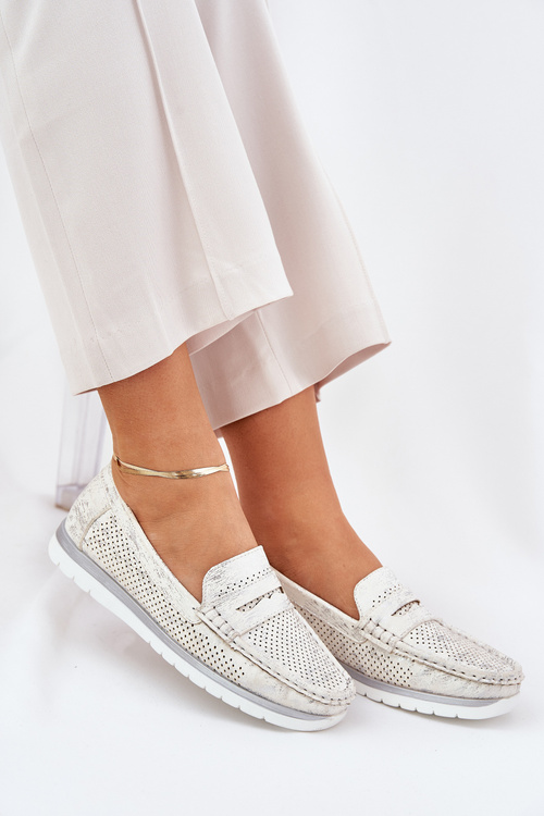 Women's Moccasins Made Of Eco Leather Silver Bralithia