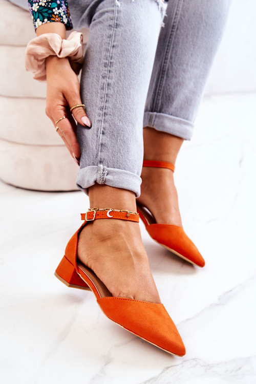 Suede pointed pumps Orange Calliope