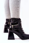 Leather Booties With Neckband Black Cannie