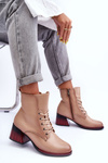 Leather Heeled Boots Beige Luloshe