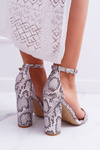 Grey Pures Serpent Leather Stiletto Sandals