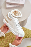 Low Women's Platform Sneakers Made Of Eco Leather White-Beige Nevelena