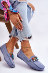 Women's Suede Loafers With Crystals Blue Lucille