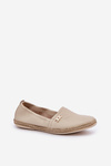 Espadryle Damskie Eleganckie Skóra Naturalna Beżowe Zazoo 10177