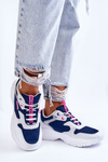 Sportowe Buty Damskie Lekkie Biało-Granatowe Big Star LL274376