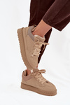 Damskie Sneakersy Ocieplane Futerkiem Beżowe Cyrissa