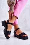Leather Sandals On Heel Black Sovie