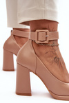 Stiletto Heels with Buckle Beige Idovana 