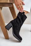 Women's Insulated Heeled Ankle Boots Eco Suede Black Vellinga