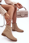 Women's Suede Boots with Zip Beige Nicole 2829