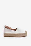 Women's White Lace-Up Platform Espadrilles with Braiding Tailesse