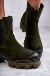 Suede Women's Boots On The Platform Khaki Hilde