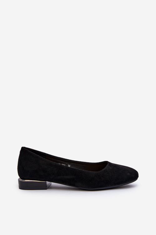 Women's Ballerina Flats in Eco-Suede with Low Heel Black Sergio Leone PB202