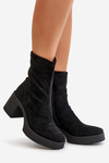 Women's Platform Boots With Chunky Heel S.Barski HY42-739 Black