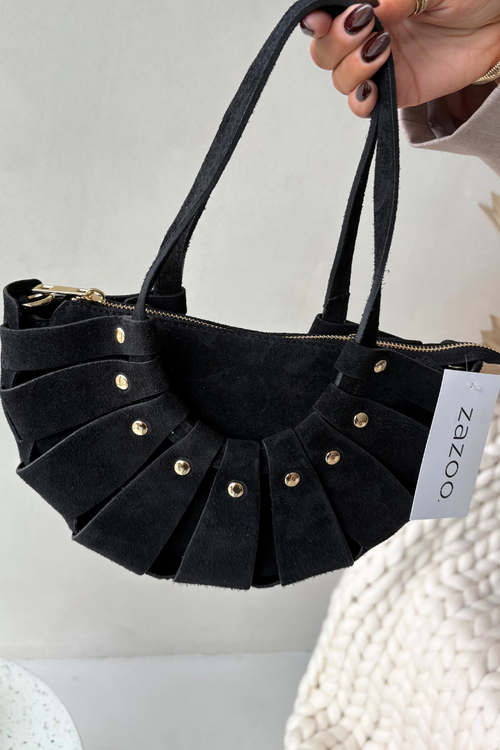 Bag Made of Natural Suede Black Marivane