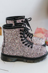 Children's Glittery Lined Boots with a Zipper Pink Saussa