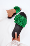 Ladies flip flops decorated with flowers green Cellanen
