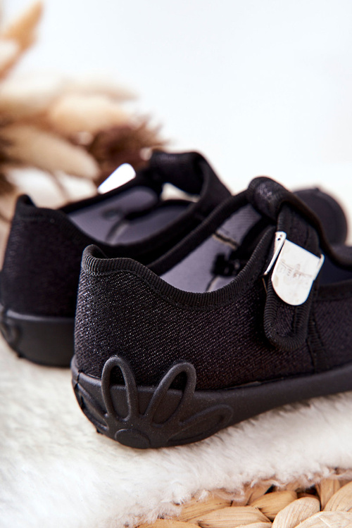 Papcie Baleriny Befado Błyszczące 115X006 Czarne