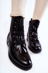 Lacquered Warm Boots On Flat Heel Black Geira