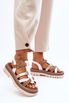 Leather Flat Sandals Maciejka 06101-11 White-Brown